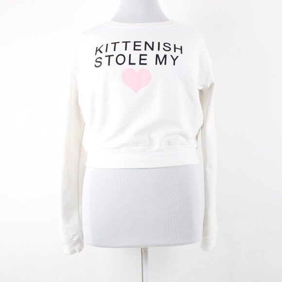 Kittenish Sz L White Black Pink Kittenish Stole My Cotton Spandex Sweater - Picture 13 of 16